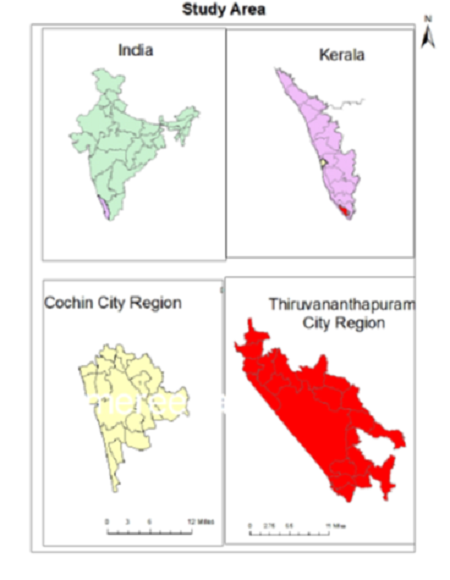 Spatial aeolotropy of UII and UPI based buffer gradient analysis on urban sprawl of two metropolitan cities of Kerala